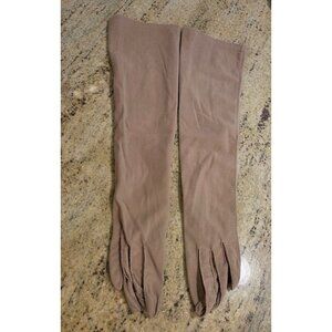 Vintage Womens Size M 7 Tan Fleece Formal 17" Long Gloves